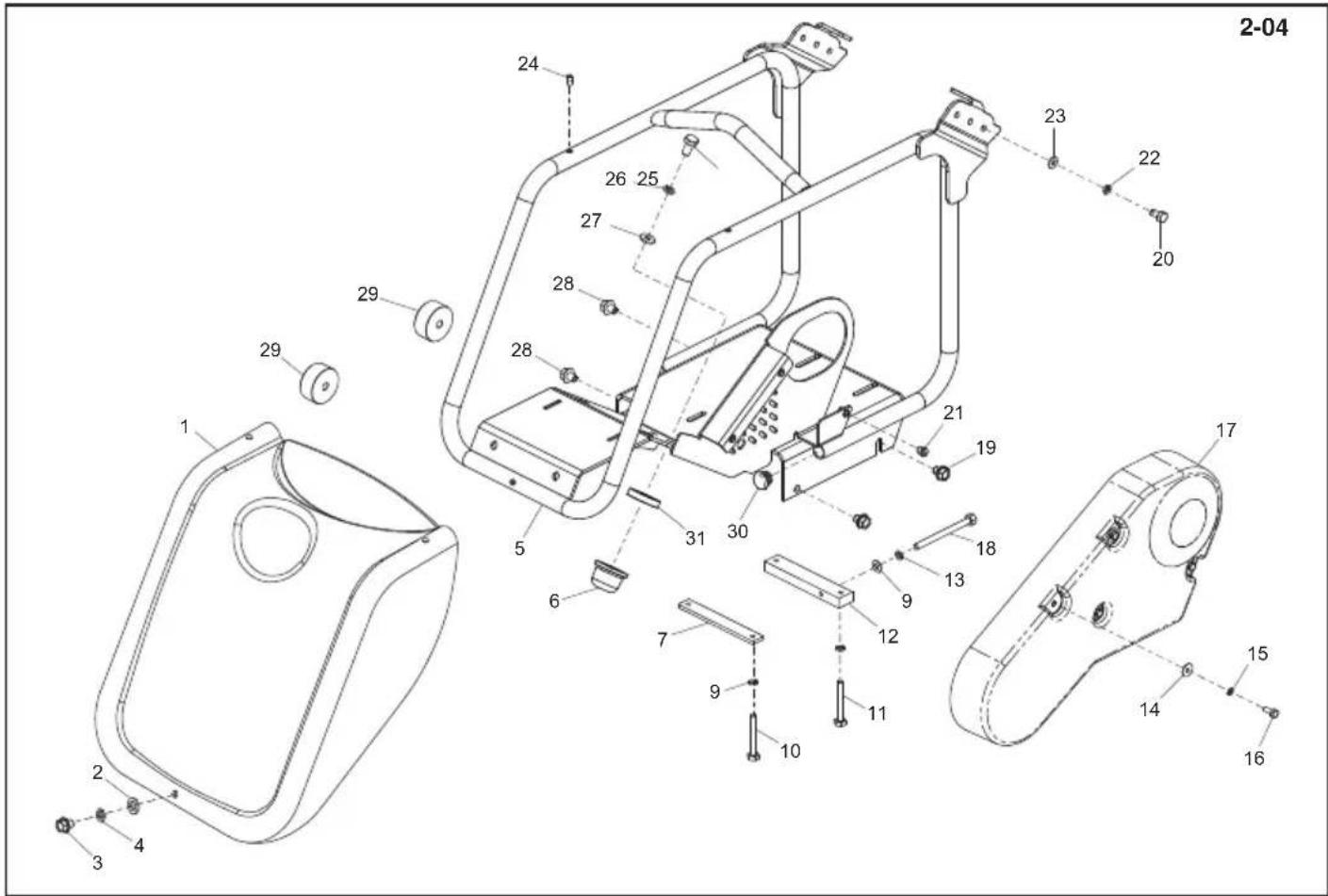 ALTRAD BELLE PCX 500 - Bedplate and Front Cover (Hatz), Plaque d'assise et Capot Avant (Hatz), 2-04 Bancada y Cubierta delantera (Hatz), Placa de Apoio e Tampa Frontal (Hatz) - 1
