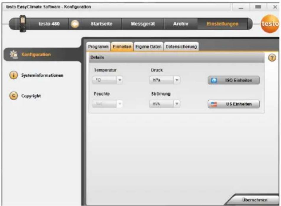 Testo 835-T2 - Onglet Unités - 1