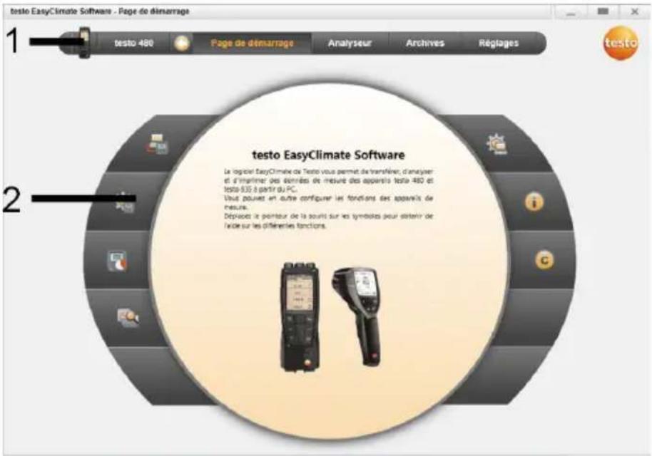 Testo 835-T2 - Menu Page de démarrage - 1
