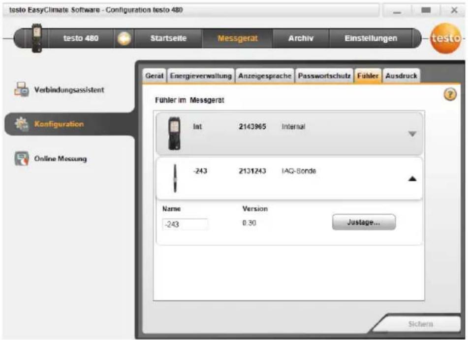 Testo 835-T2 - Onglet Capteur (testo 480 uniquement) - 1