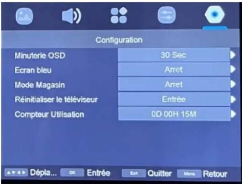 CONTINENTAL EDISON CELED32HDV223B7 - Menu de configuration - 1