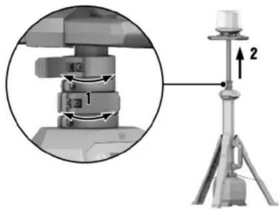 Technical diagram showing a mechanical setup with labeled components and directional arrows, including a magnified inset of the component.