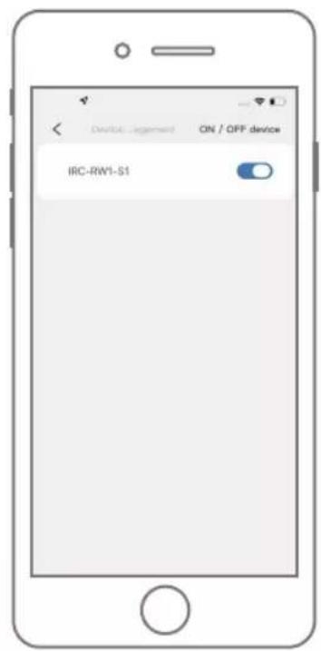 Device signature ON / OFF device IRC-RW1-S1