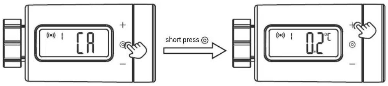(•) | CA + - short press ○ (•) | 0.2°C +