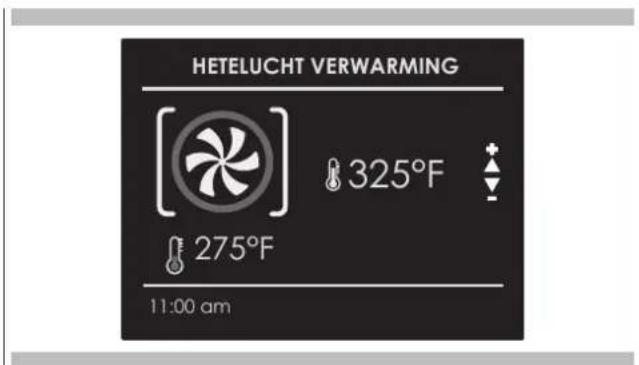 HETELUCHT VERWARMING 325°F 275°F 11:00 am