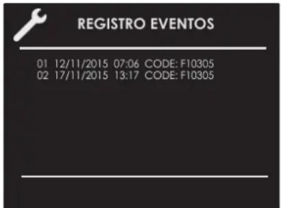 REGISTRO EVENTOS 01 12/11/2015 07:06 CODE: F10305 02 17/11/2015 13:17 CODE: F10305