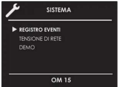 SISTEMA ▶ REGISTRO EVENTI TENSIONE DI RETE DEMO OM 15