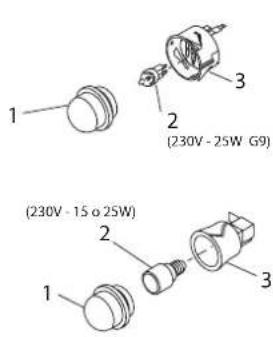 1 2 (230V - 25W G9) 2 (230V - 15 o 25W) 1 2 3