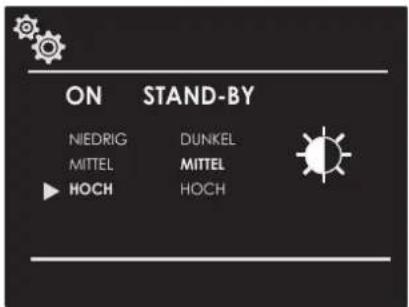ON STAND-BY NIEDRIG DUNKEL MITTEL MITTEL HOCH HOCH