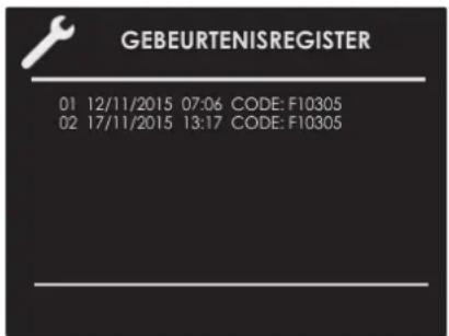 GEBEURTENISREGISTER 01 12/11/2015 07:06 CODE: F10305 02 17/11/2015 13:17 CODE: F10305