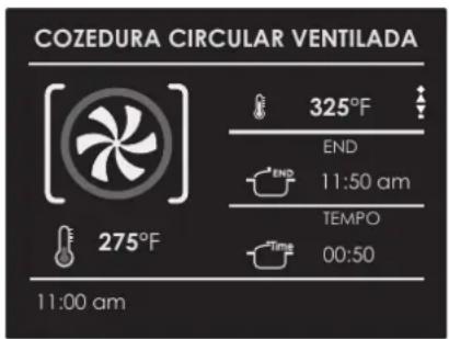 COZEDURA CIRCULAR VENTILADA 325°F END 11:50 am TEMPO 00:50 275°F 11:00 am