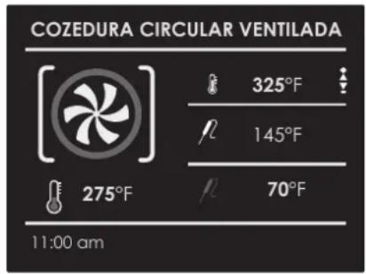 COZEDURA CIRCULAR VENTILADA 325°F 145°F 70°F 275°F 11:00 am