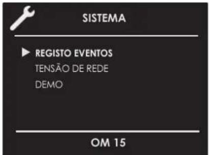 SISTEMA ▶ REGISTO EVENTOS TENSÃO DE REDE DEMO OM 15