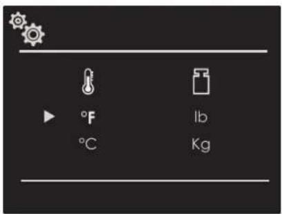 °F °C lb Kg