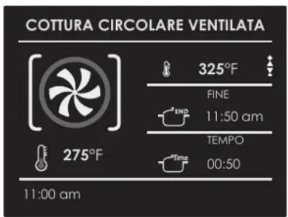 COTTURA CIRCOLARE VENTILATA 325°F FINE 11:50 am TEMPO 00:50 275°F 11:00 am