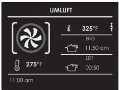 UMLuft 325°F END 11:50 am ZEIT Time 00:50 275°F 11:00 am