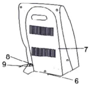 Technical diagram of a device with numbered parts labeled 6, 7, 8, and 9