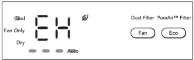 FRIGIDAIRE GHWQ125WD1 - SHOWS "EH" FOR ONE SECOND: THEN SHOWS "00" FOR ANOTHER SECOND: - 1