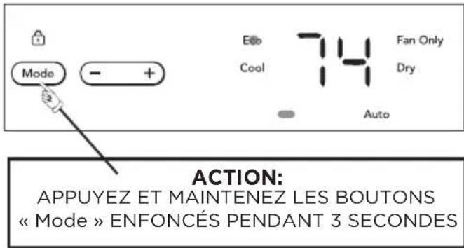 FRIGIDAIRE GHWQ125WD1 - POUR ACTIVER LA FONCTION VERROUILLAGE : - 1