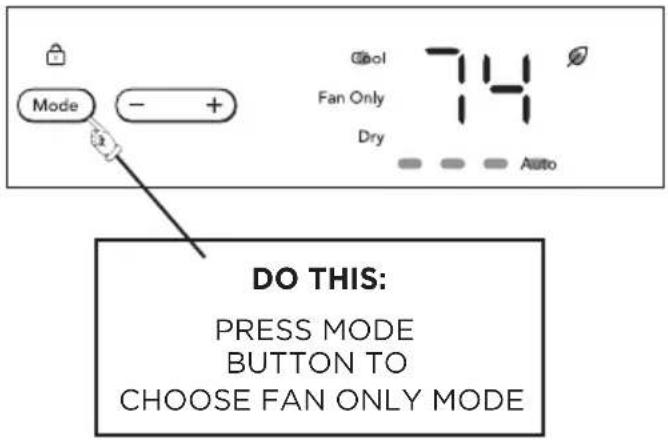 FRIGIDAIRE GHWQ085WD1 - TO OPERATE IN FAN ONLY MODE: - 1