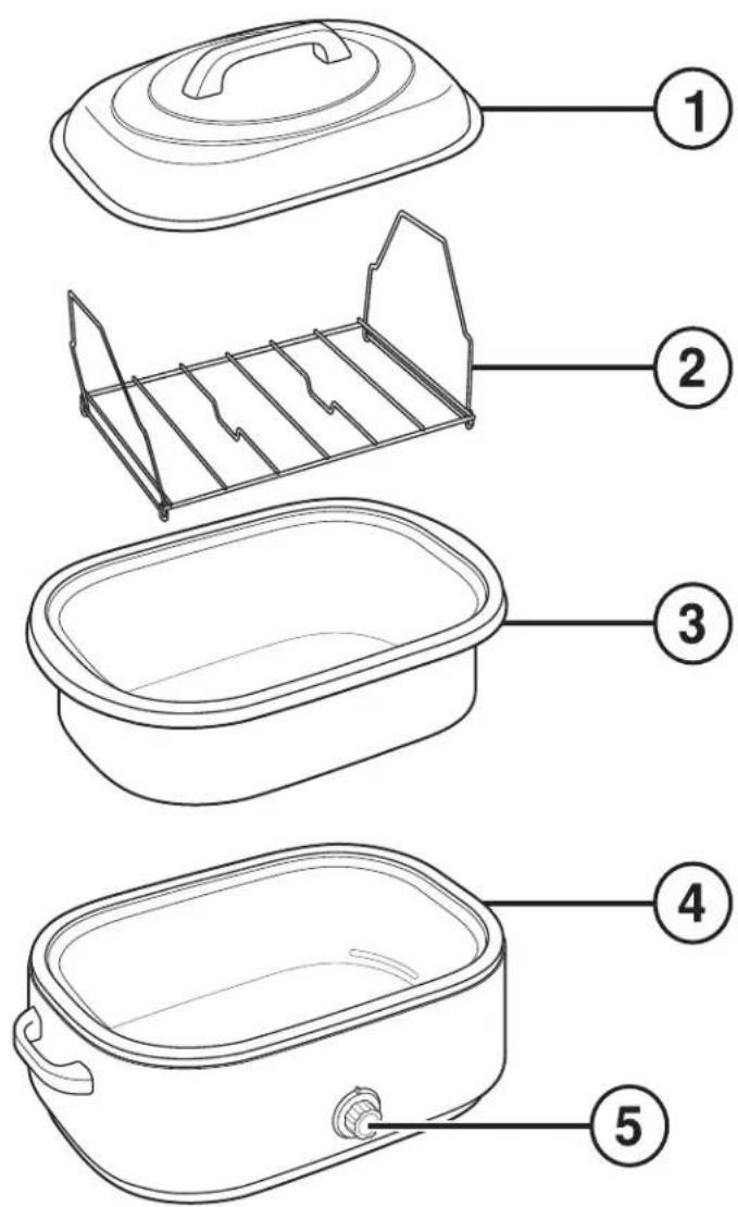 Diagram of a five-step cooking appliance with labeled parts in Chinese
