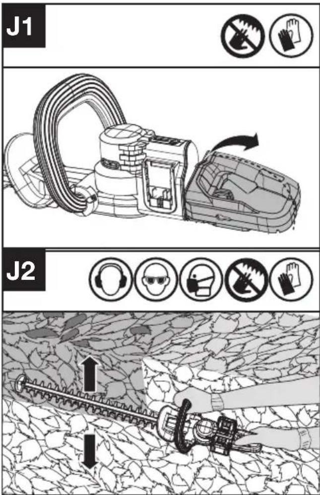 KRESS KG285.9 - De zijkant snoeien (Zie Fig. J1, J2) - 1