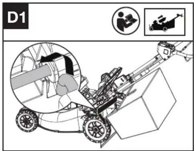 KRESS KC711.9 - Montering av gräsuppsamlingspåsen på gräsklipparen (se fig. C, D1, D2) - 2