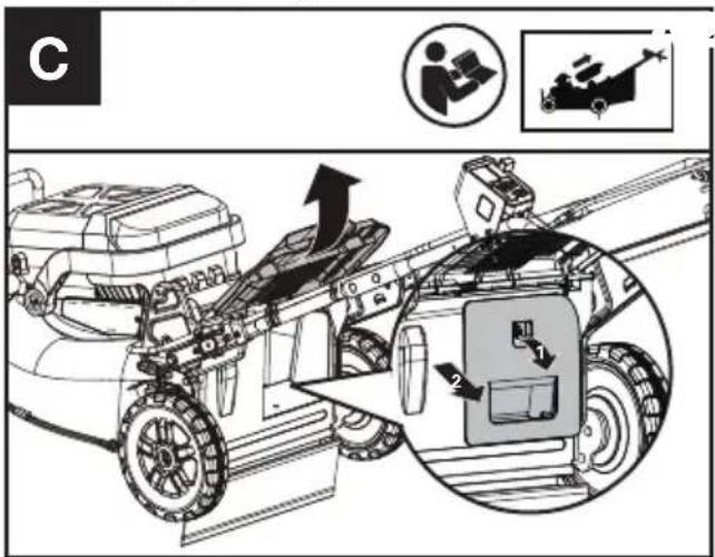 KRESS KC711.9 - Montering av gräsuppsamlingspåsen på gräsklipparen (se fig. C, D1, D2) - 1