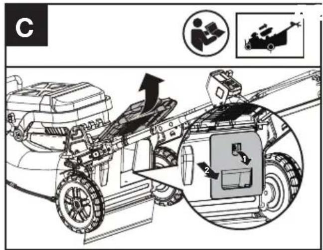 KRESS KC711.9 - Montaje de la bolsa de recogida de hierba en el cortacésped (Véase la Fig. C, D1, D2) - 1