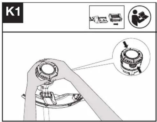 KRESS KG161.9 - Assemblaggio e rimozione della testa del tagliasiepi (Vedi Fig. I) - 4