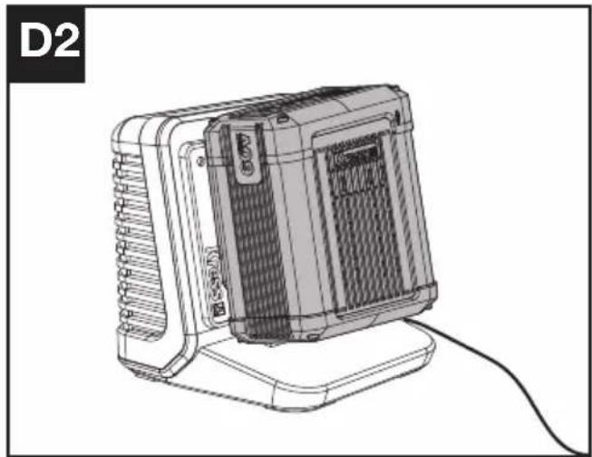 KRESS KG161.9 - Laddning av batteripaketet (Se Fig. D2) - 1