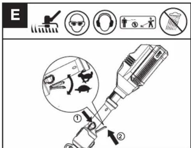 KRESS KG161.9 - Avvio/arresto del trimmer (Vedi Fig. E) - 1