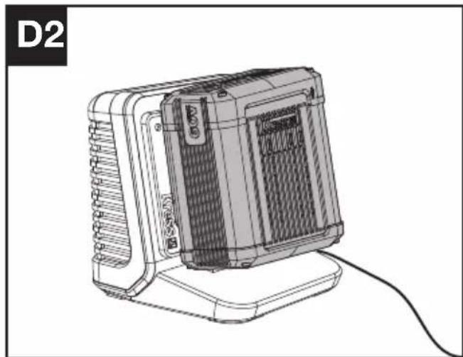 KRESS KG161.9 - Caricamento del pacco batteria (Vedi Fig. D2) - 1