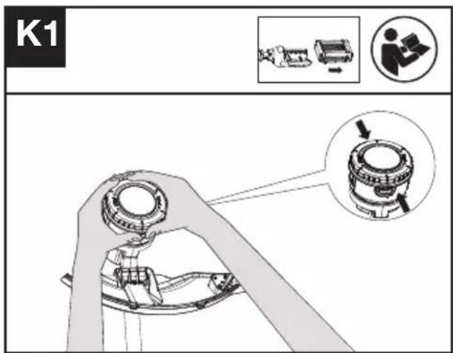 KRESS KG161.9 - Sustitución del carrete (Ver Fig. K1, K2, K3, K4) - 1