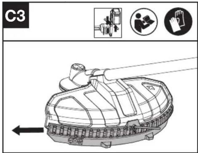 KRESS KC170.9 - Demontering och montering av kjolen och linans skärblad - 3