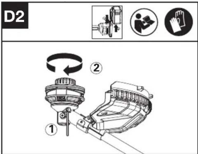 KRESS KC170.9 - Entfernen des Trimmerkopfs (Siehe Abb. D2) - 1