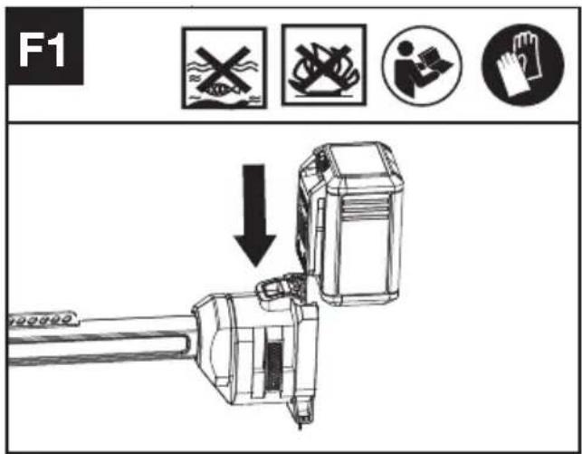 KRESS KC170.9 - Sådan fjernes eller isættes batterienheden (Se Fig. F1, F2) - 1