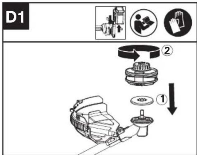 KRESS KC170.9 - Montaje y desmontaje del cabezal de corte - 1