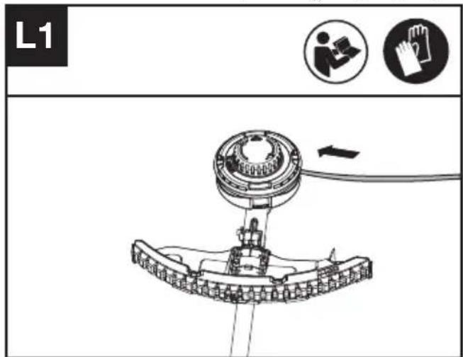 KRESS KC170.9 - Colocar o fio de corte (Ver Fig. L1, L2, L3) - 1