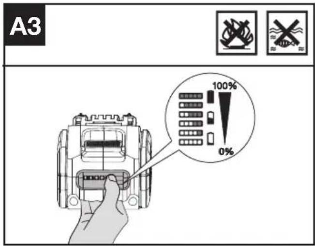 KRESS KG584 - Kontroll av batteriets laddningstillstånd (Se Fig. A3) - 1