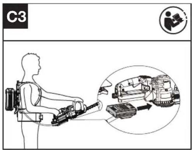 KRESS KC200.9 - Connecting the hedge trimmer to the backpack harness(See Fig. C1,C2,C3) - 3