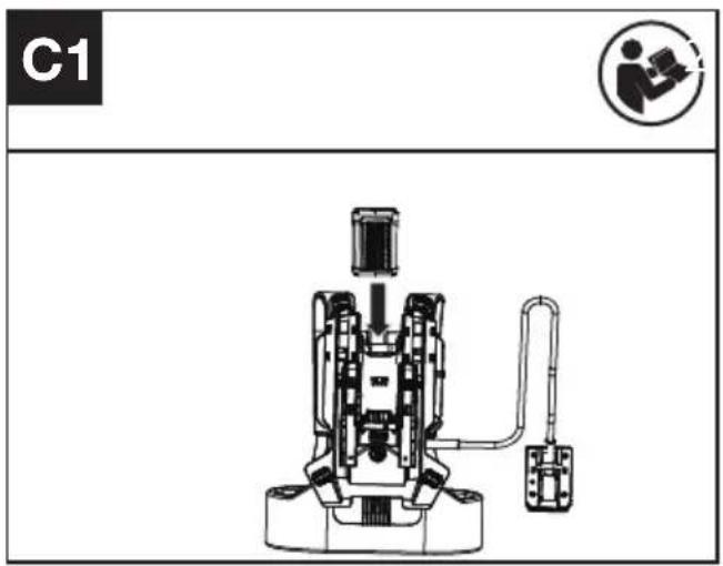 KRESS KC200.9 - Ansluta häcksaxen till ryggsäcksselen (Se Bild. C1,C2,C3) - 1