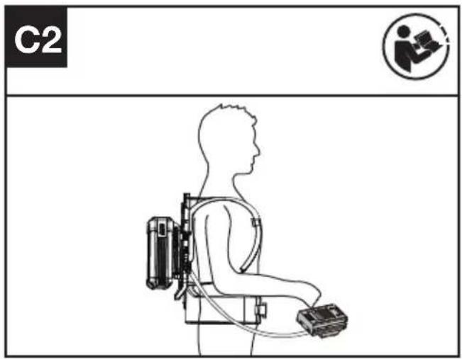 KRESS KC200.9 - Ligação do corta-sebes ao arnês de mochila (Veja Figura. C1,C2,C3) - 2