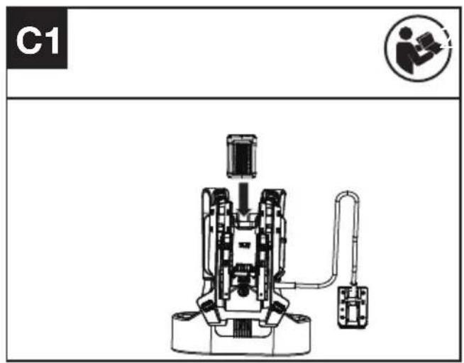 KRESS KC200.9 - Collegamento del tosasiepi all'imbracatura per zaino (Vedi Fig. C1,C2,C3) - 1