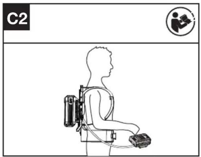 KRESS KC200.9 - Connecting the hedge trimmer to the backpack harness(See Fig. C1,C2,C3) - 2