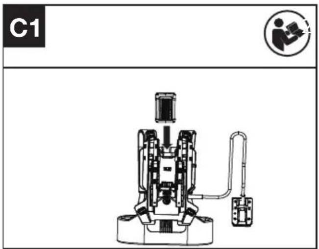 KRESS KC200.9 - Conexión del cortasetos al arnés de mochila (Véase la Fig. C1,C2,C3) - 1