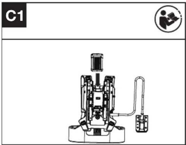 KRESS KC200.9 - Tilkobling af hækklipper på rygsele (Se Fig. C1,C2,C3) - 1