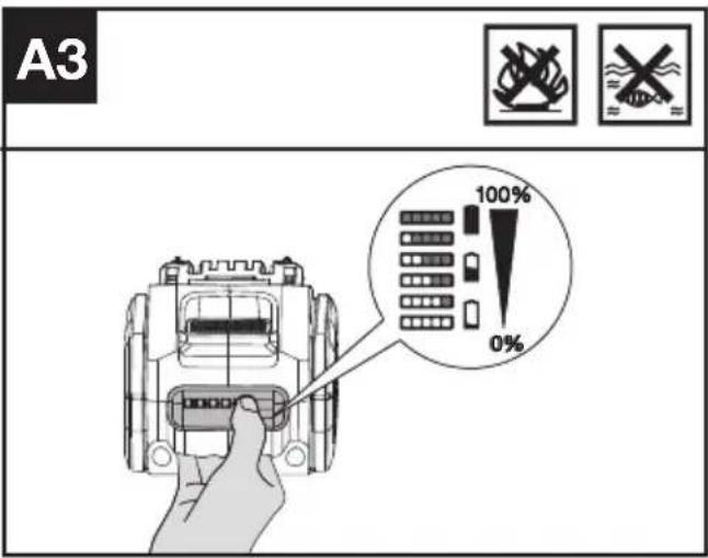KRESS KG584.9 - Kontroll av batteriets laddningstillstånd (Se Fig. A3) - 1