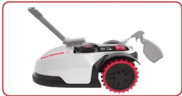 KRESS Mission 1000 KR120E - Pulizia dei pin di contatto e delle strisce di ricarica - 1