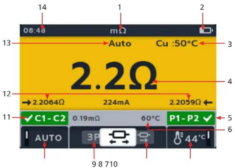 Megger MTR105 - Affichage du test uni/bidirectionnel - 1